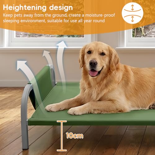 Image of Qpets Elevated Pet Bed for Cats and Dogs, Oxford Cloth with Steel Frame, 45kg Loading Capacity, Anti-Scratch Fabric, All Season Pet Rest Bed, Easy-Clean Pet Cot for Indoor, Outdoor & Travel Use