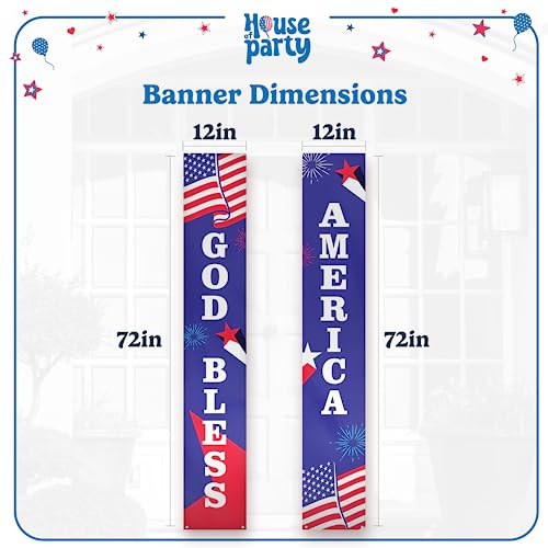 HOUSE-OF-PARTY-4th-of-July-Decorations-God-Bless-American-Banner-USA-Porch-Sign-Door-Banners-Patriotic-Decor-Outdoor-Red-White-Blue-Decor HOUSE OF PARTY 4th of July Decorations God Bless American Banner USA Porch Sign Door Banners Patriotic Decor Outdoor Red White Blue Decor