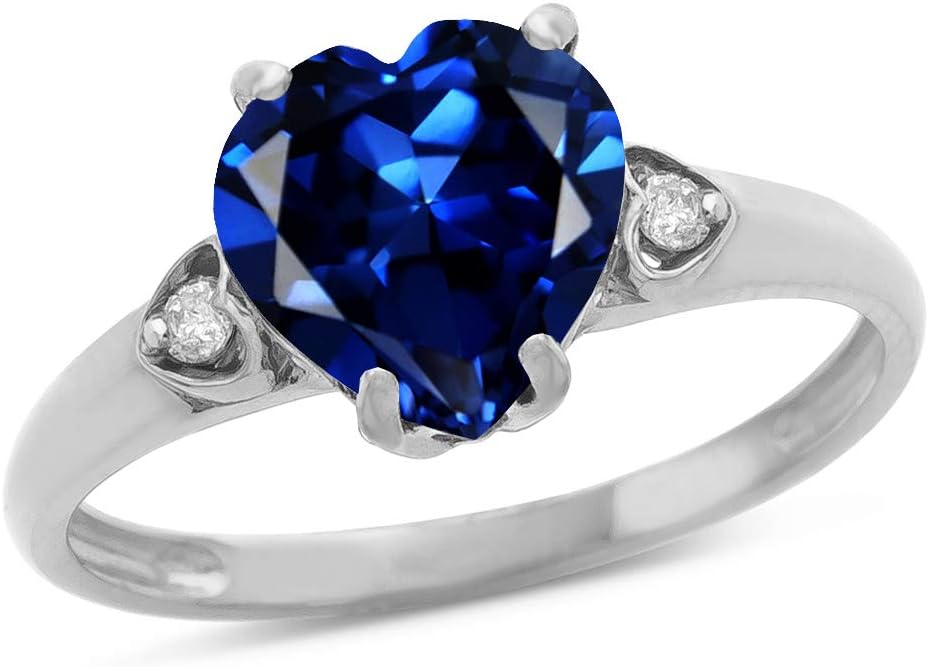 Star K 10k White Gold Heart Shaped 8mm Engagement Promise Wedding Ring