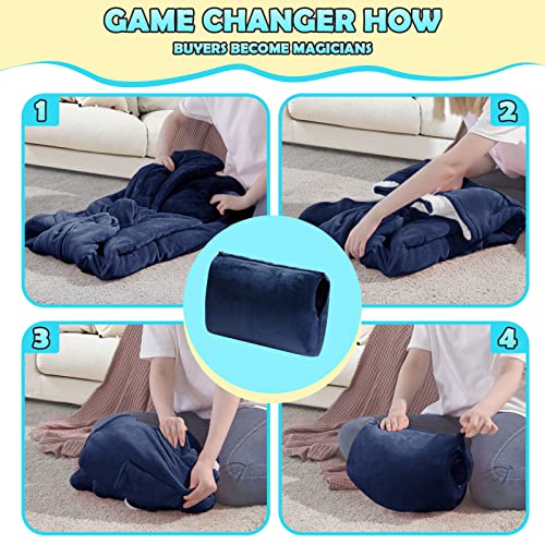 Yescool Wearable Blanket Sweatshirt Kids, Oversized Blanket Hoodie With Sherpa For Kids, Youth, Boys, Girls, Portable Warm Travel Pillow, Teen Wearable Blankets, Hand Warmer, One Size, Blue #TOP4