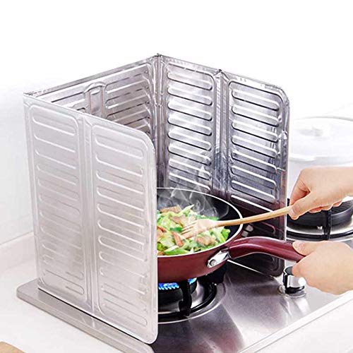 2 Pcs Oil Splash Guard For Cooking, 3-Slides Foldable Anti Splatter Oil Aluminum Foil Board,Heat Insulation Kitchen Utensils 33.1X12.8Inch #TOP3