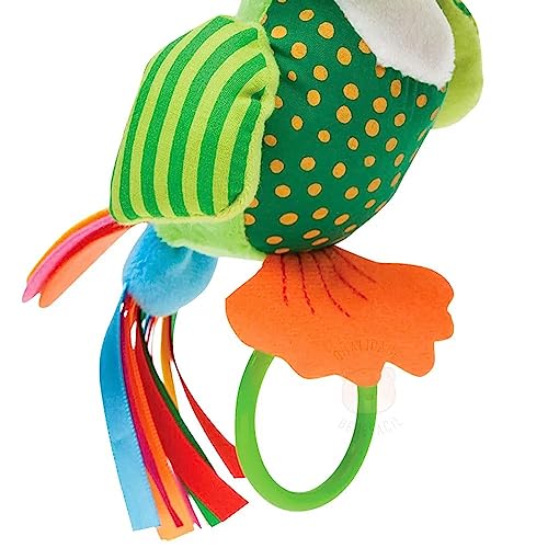 Brinquedo Chocalho De Bebê Mordedor Pelúcia Tucano Zuzu Infantil Buba Baby Verde