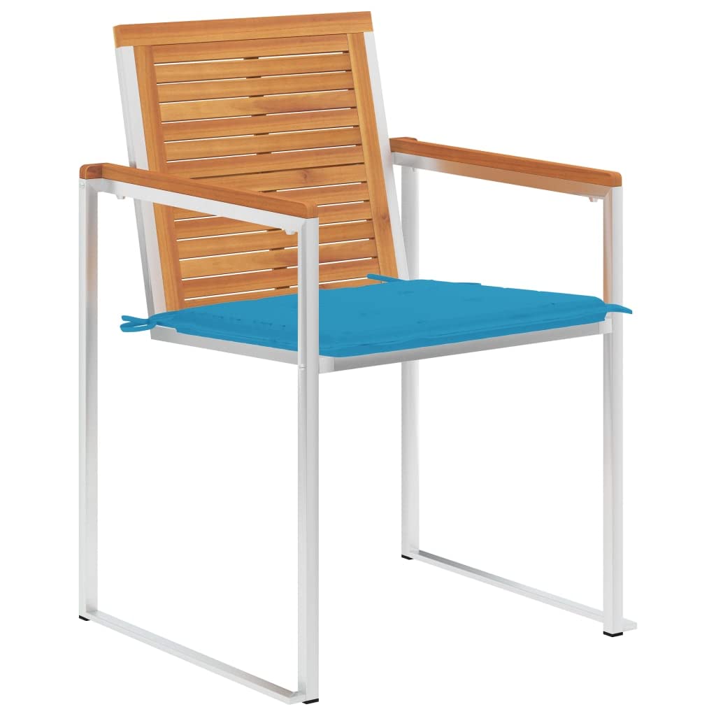 3061492 Sedie da Giardino 2 pz con Cuscini in Legno Acacia e Acciaio Testata in Legno,Testata Letto Matrimoniale Muebles Dormitorio Spalliera Letto Testiere per Letto Matrimoniale