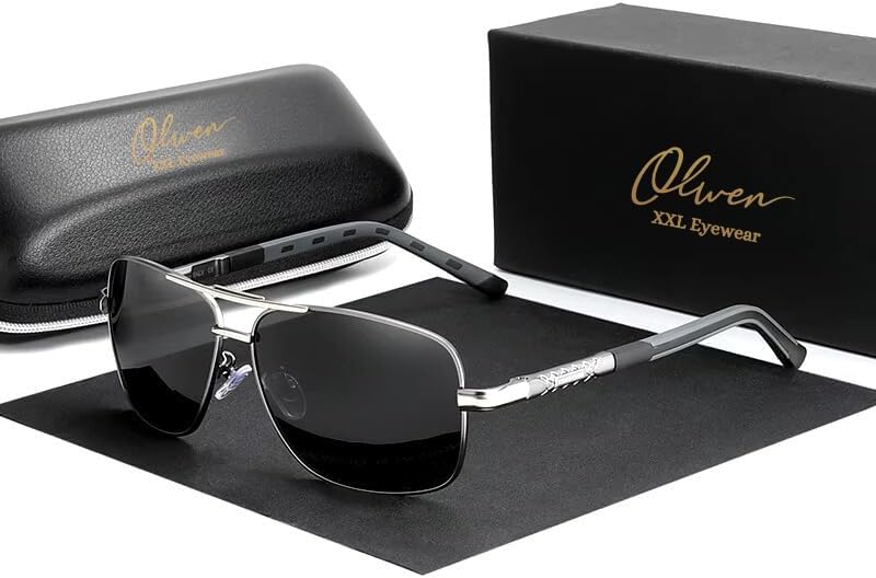 Olwen XXL Navigator Sunglasses For Large Heads (Polarized), Extra Large, Big and Tall, XL + Free Hard Case - Image 3