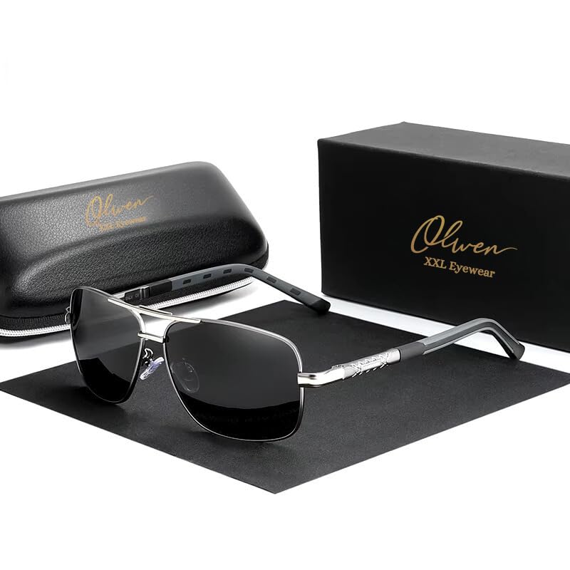 Olwen XXL Navigator Sunglasses For Large Heads (Polarized), Extra Large, Big and Tall, XL + Free Hard Case3