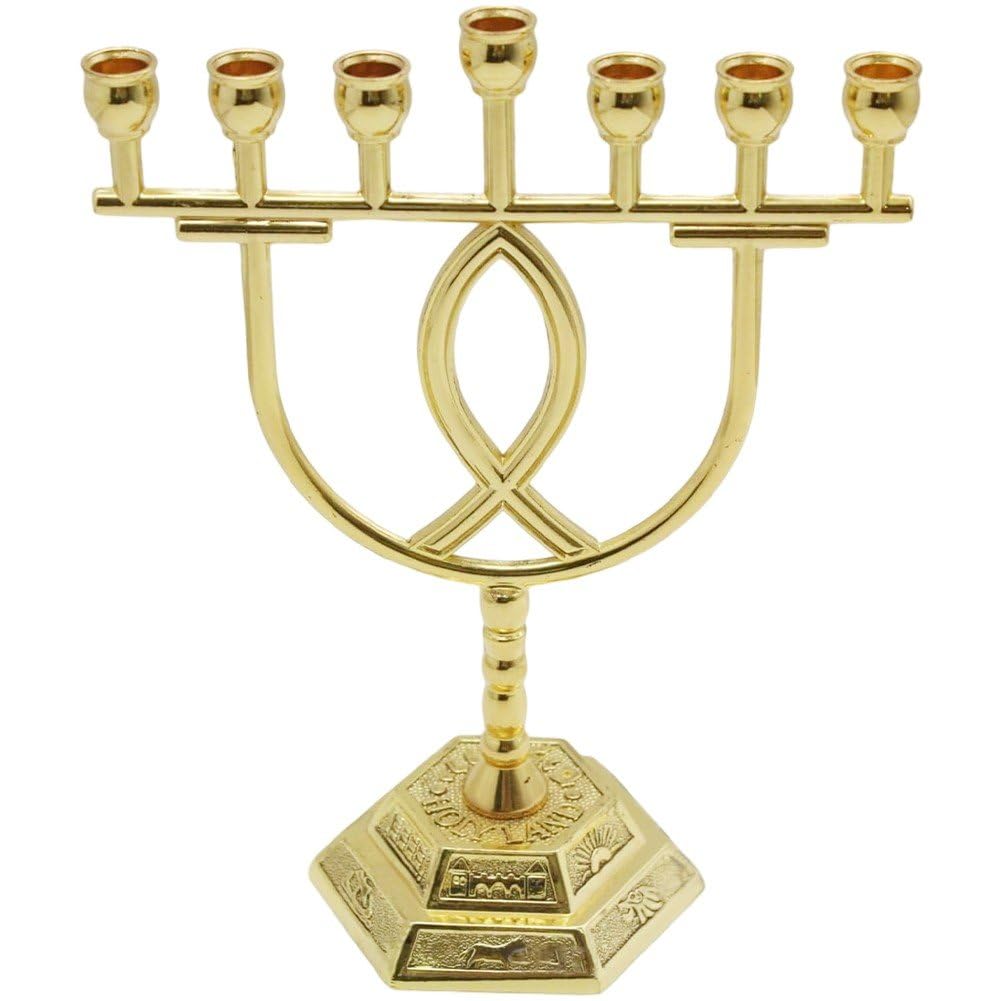 Menorah Hanoukka bougeoir vintage à 7 branches pour décoration de fête
