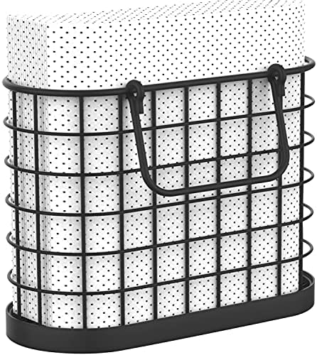 HOMECLASS6 Black Napkin Holder - Vintage Napkin Holders for Kitchen Farmhouse Decor. Upright Paper Napkin Holder for Tables, Bar, or Restaurant. Matte Black.