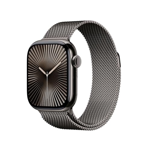 Ya en manzanajugosa.com: Apple Watch Series 10 GPS + Cellular Smartwatch con caja de titanio Pizarra de 46 mm y Pulsera Milanese Loop Pizarra - Talla M/L. Monitor de entreno, pantalla Retina siempre activa y neutro en carbono