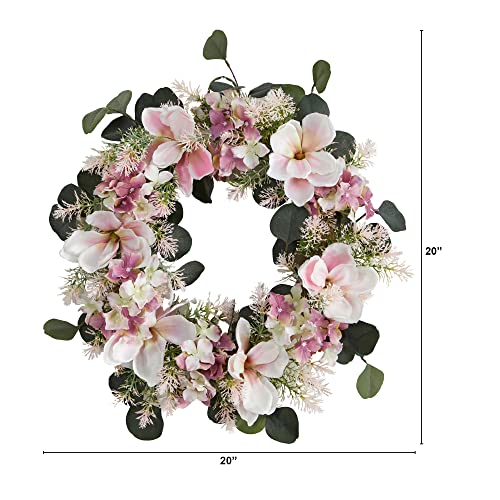 20In. Hydrangea And Magnolia Artificial Wreath #TOP1