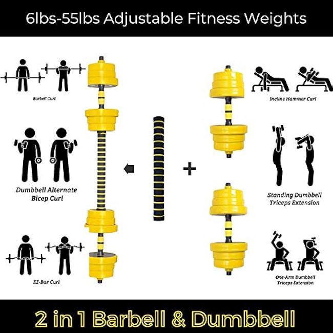 FUXION 44LB Adjustable Dumbbell Barbell Weight Pair