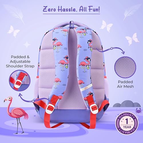 Image of Gear Flamingo 15 inch /21L Medium Water Resistant School Bag | Casual Backpack | Daypack | Travel Backpack | Kids Bag for Boys /Girls (Purple - Pink)