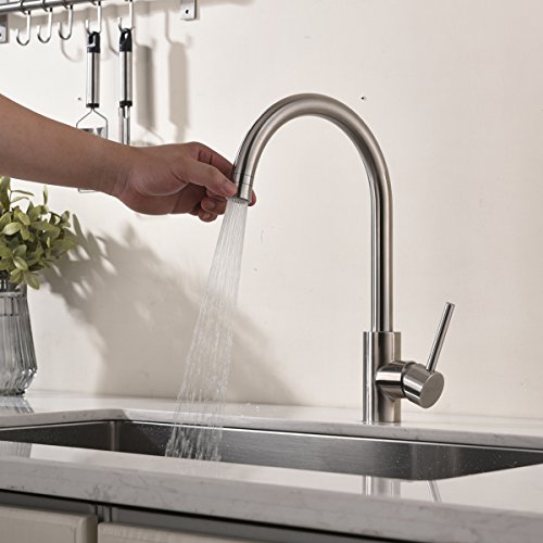 Kitchen Bar Sink Faucet-Bokaiya Brushed Nickel Stainless Steel Kitchen Faucet Single Handle Single Hole Laundry Sink Bar Faucet - Thumbnail 6