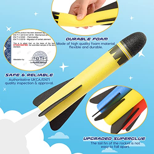 Anginne Outdoor Spielzeug ab 3 4 5 6 7 8 9 10 Jahre Junge, Raketen Spielzeug für Kinder, Geschenk Junge Kinderspielzeug Spiele ab 3-11 Jahr, Schaumstoffraketen 8 Pack