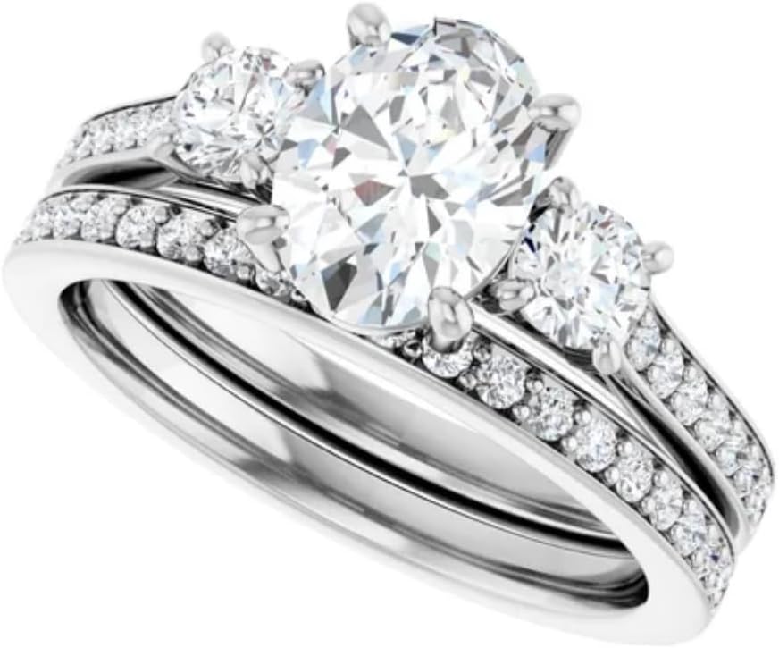 10K/14K/18K Solid Gold Handmade Engagement Ring, 2-4CT Moissanite Diamond Solitaire Wedding Ring Set for Women/Her Anniversary Ring