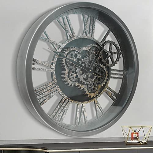 October Elf Real Moving Gears Wall Clock 24 Inch Vintage Industrial Steampunk Large Big Metal Wall Clock For Living Room Decor With Large Roman Numerals(Bronze With 23") #TOP18