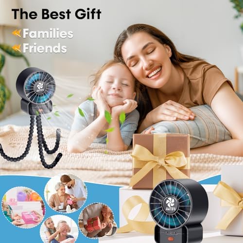 AMTIFO Portable Stroller Fan - 4-Speed Rechargeable USB Fan, Quiet Clip-on Baby Fans for Stroller Crib and Travel - Compact & Battery-Operated Cooling Fans for Baby Comfort on the Go — view 8