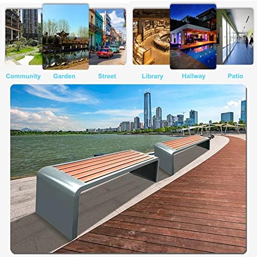 Weatherproof Outdoor Metal Frame Bench - Backless Silver Patio Seating 100x40x45cm for Garden, Porch & Park - Stylish Lounge Furniture for Outdoor Spaces