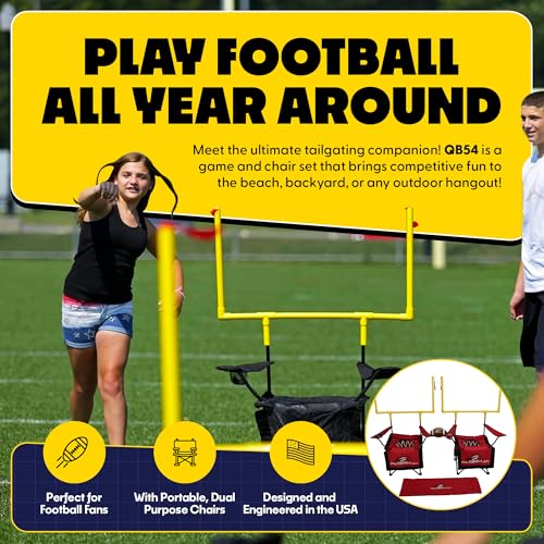 QB54 - The Ultimate Football Yard Game Set, Outdoor Football Toss for Tailgating, Backyard, Beach, Park, Tournaments, Sports Training, Score Touchdowns, Kick Field Goals