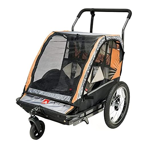 Allen Sports Deluxe Steel 2-Child Bicycle Trailer and Stroller, Model AS2-O, Orange