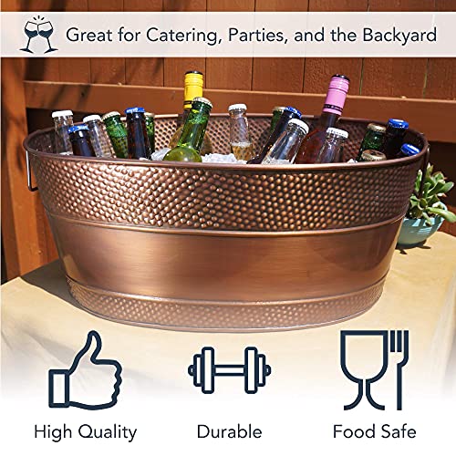 BREKX Aspen Galvanized Copper-Finish Metal Ice and Drink Bucket, Beverage Tub for Parties, 25-Quart