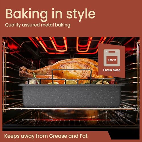 image for BAKKENMASTER BAKKEN Nonstick Turkey Roasting Pan with Rack – Large H