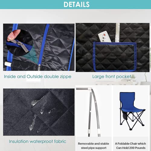 Portable Personal Steam Sauna With 1000W&2L Steamer And Foldable Chair, Full Body Sauna Tent At Home Spa, Fast Heating In 6 Min, With Remote Control, Black #TOP5