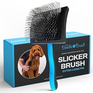 Slicker Dog Brushes for Grooming Detangler, Poodle Pin Dematting Dog Grooming Brushes, Extra Long Pin Slicker for Goldendoodle, Cockapoo, Cavapoo, Tangle-Free Groom Shiny Coat