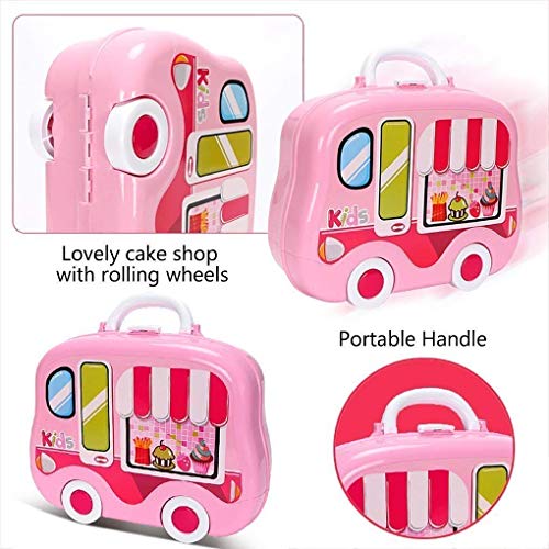 Image of LONGMIRE Kids Kitchen Play Set in Carry Case | Pretend Cooking Toy with Pots | Fruits | Utensils & Stove | Portable Suitcase KitchenToy for Girls & Boys 3+ Years