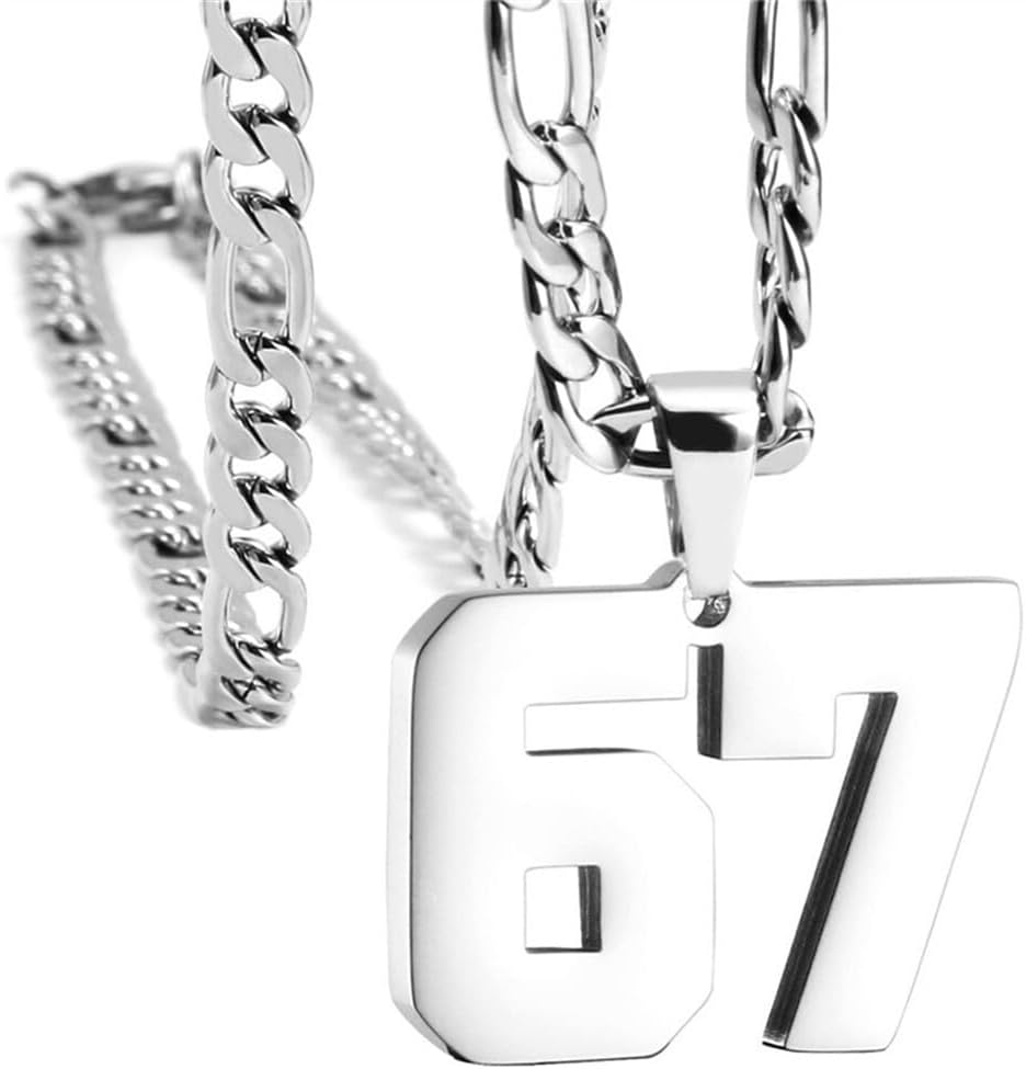 Necklaces for Women and Men Number Chain Stainless Steel Personalized Simple Pendant Statement Jewelry