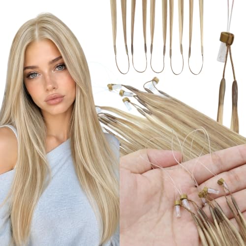Image of Moresoo 24 Inch Microlink Hair Extensions, Feather Tip, Golden Beige Blonde
