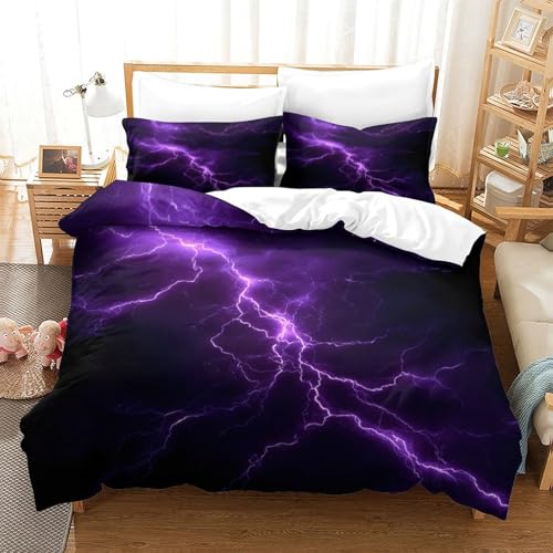 Housse de Couette Fleurs Violettes 260x220 Microfibre Parure Lit 3D