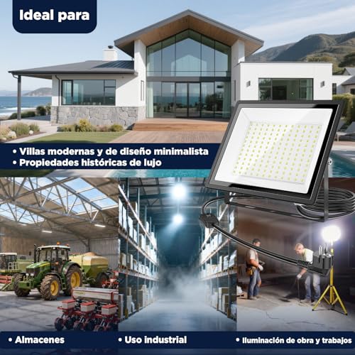 Glostars 70W 1PACK Foco LED Exterior, 7000 LM,6500K,luz blanca diurna, para exteriores, haz amplio de 160°,IP66,resistente al agua, ahorro energético del 85%, vida útil de 50000 horas