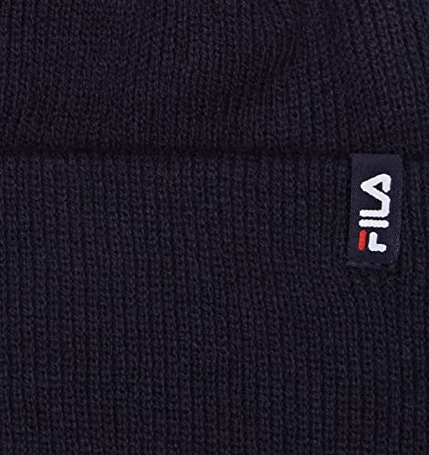 Fila Beanie with Flag Logo Berretto, Iris Nero