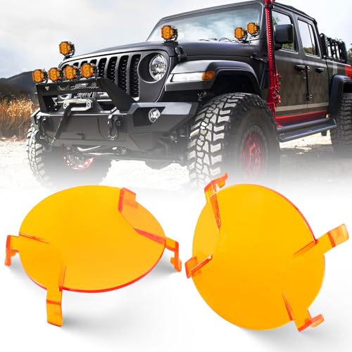 Auxbeam V-Ultra Series 3 Inch Deep Amber Light Covers 2300K Dark Amber Tone Round Offroad Lens Cap Smoked Tint Reduce Glare for Fog & Dust Low Visibil