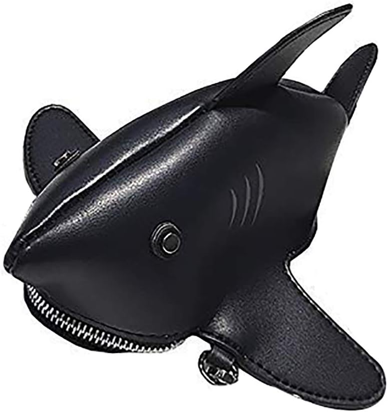 QZUnique Dinosaur Shark Shoulder Bag for Women 3D Animal Novelty Purse Zipper Crossbody Handbag Clutch Messenger Bag for Girl