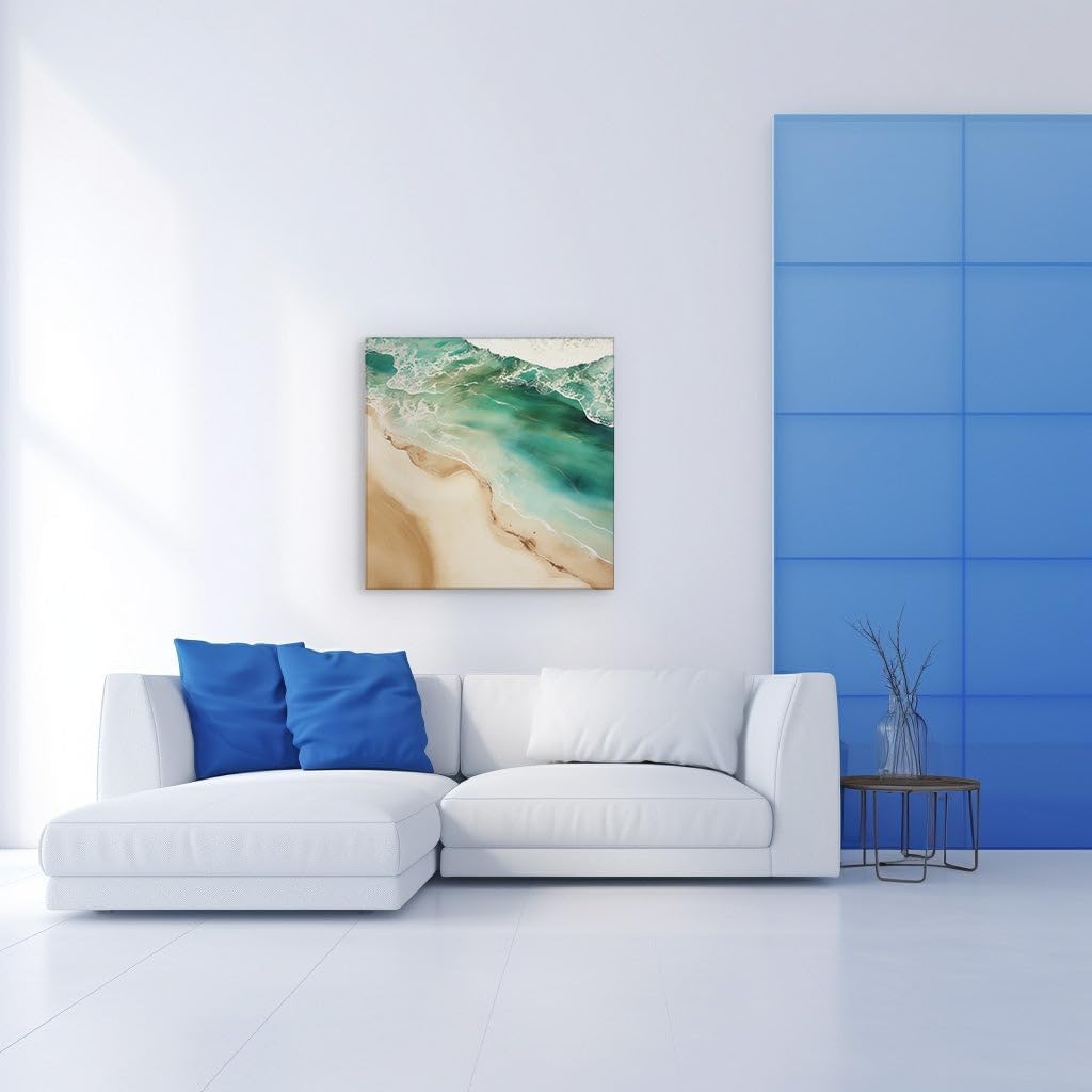 Canvas for Living room. Serenade of Sands and Tides An Abstract Coastal Reverie, 27 x 18 inch Canvas Wall Art - Contemporary Masterpieces - Modern Home Decor