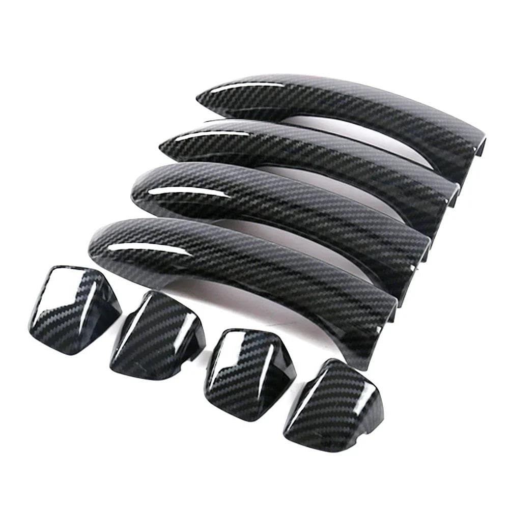 ZAPORA for MG for HS 2018 2019 2020 Carbon Fiber Exterior Door Handle Cover Moulding Frame Bezel Car Sticker(Style 1)