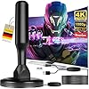 Antenna TV Interna 2026 Antenna TV Interna Amplificata Potente, Terrestre con 500 km di Ricezione con Base Magnetica, Amplificatore di Segnale Support 4K HD/1080P per HDTV (BLACK)