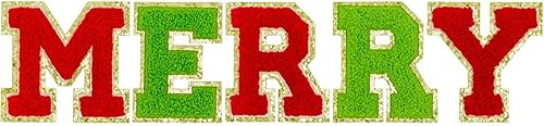 Parches de letras termo-adhesivas de 3 pulgadas para ropa de Navidad, 5 parches de letras universitarias personalizadas para coser para reparación,