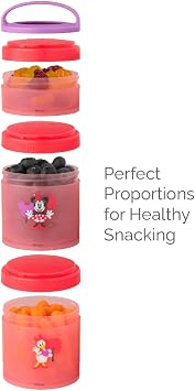 Whiskware Disney Stackable Snack Containers, Set of 2, 3 Stackable Cups Each Featuring Mickey, Minnie, Pluto and Daisy