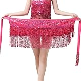 Women's Ladies Sequins Tassels Hip Scarf Wrap Waist Skirt for Dance Belts and Show Costumes Accessory