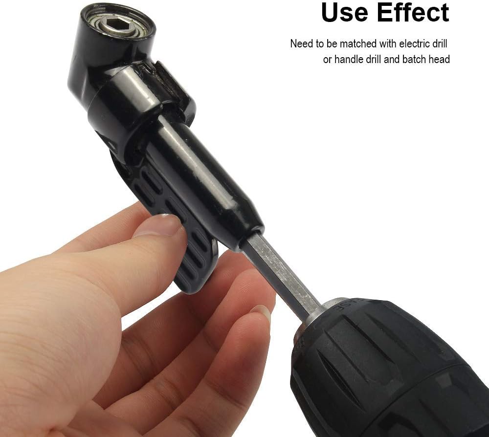 JelBo Long 105°Right Angle Drill Adapter, 1/4inch Hex Shank Right Angle Drills Attachment, Power Tools Accessories for Screwdriver Bits, Drive Socket Adapter (Black)