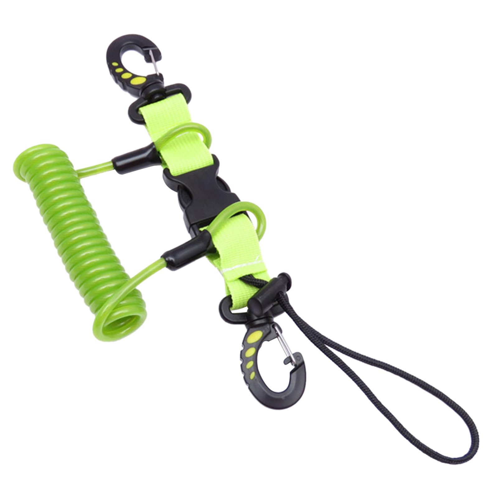 Scubas Diving Lanyard Heavy Duty Stainless Steel Spring Coiled Lanyard With Quick Release Buckle For Cameras Dive Light