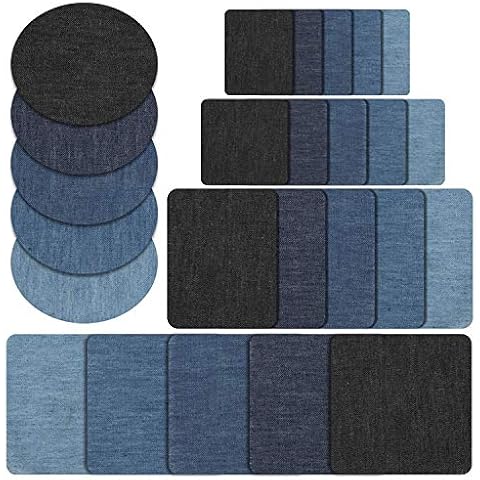 Naler 25-teilig Patches zum aufbügeln in 5 Farben Baumwolle Flicken Bügelflicken Bügeleisen Denim Patches Jeans Reparatursatz Set Aufbügelflicken (5 Größe) Cover