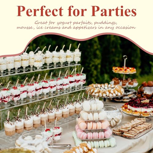 wtarabur 450-Pack Dessert Cups with Spoons & Lids, Mini Plastic Dessert Cups for Party Yogurt Parfait Jello Appetizer Cocktail Small Clear Reusable Fruit Ice Cream Cake Pudding Cups by wtarabur - Image 6