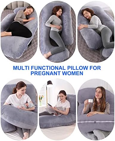 Trongle Pregnancy Pillow with Velvet Cover, 53in 100% Cotton U-Shape Maternity pillow for sleeping, Detachable &Washable Full Body Pillow for Pregnant Women with Ergonomic Design, Pregnant Gift