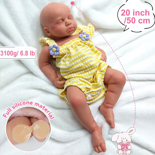 Oppaionaho 50,8 cm Ganzkörper-Puppe aus solidem Silikon, Reborn-Puppe, Mädchen, 3D-bemalt, Neugeborene, Babypuppe, die echt schlafende Babys aussehen 03 – Bild 5