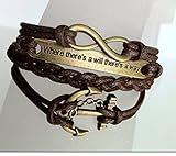 Vintage Where There is a Will There is a Way Pendant Bracelet Anchor and Infinity Charm Bracelet Friendship Bracelet Best Friend Gift
