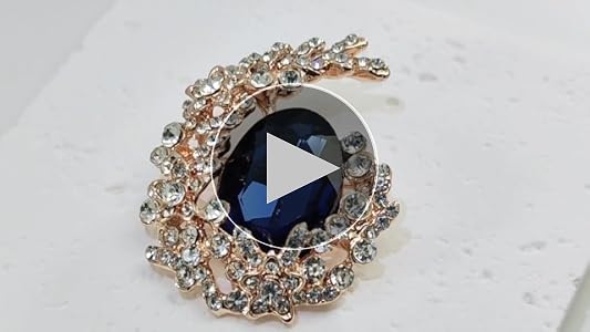 Amazon.com: Gyn&Joy Gold Tone Blue Crystal Rhinestone