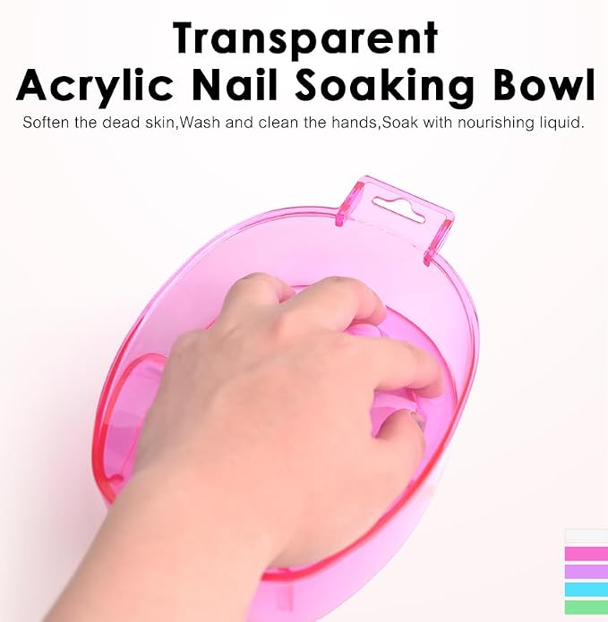 Nail Spa Soak Bowl Gel Polishing Remover Manicure Soaking Bowl Clear Acrylic Nail Soak Bowl Warm Water Bowl Hand Bowl With Handle Hand Care Tools, Rose Red miniatura 6